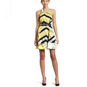 Jessica Simpson‎ Yellow & Black Halter Dress